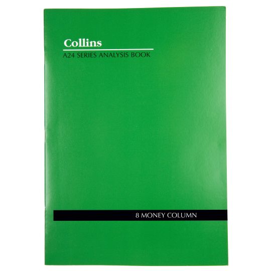 Collins Analysis Book 'A24' Series 24 Leaf, A4, 8 Money Column